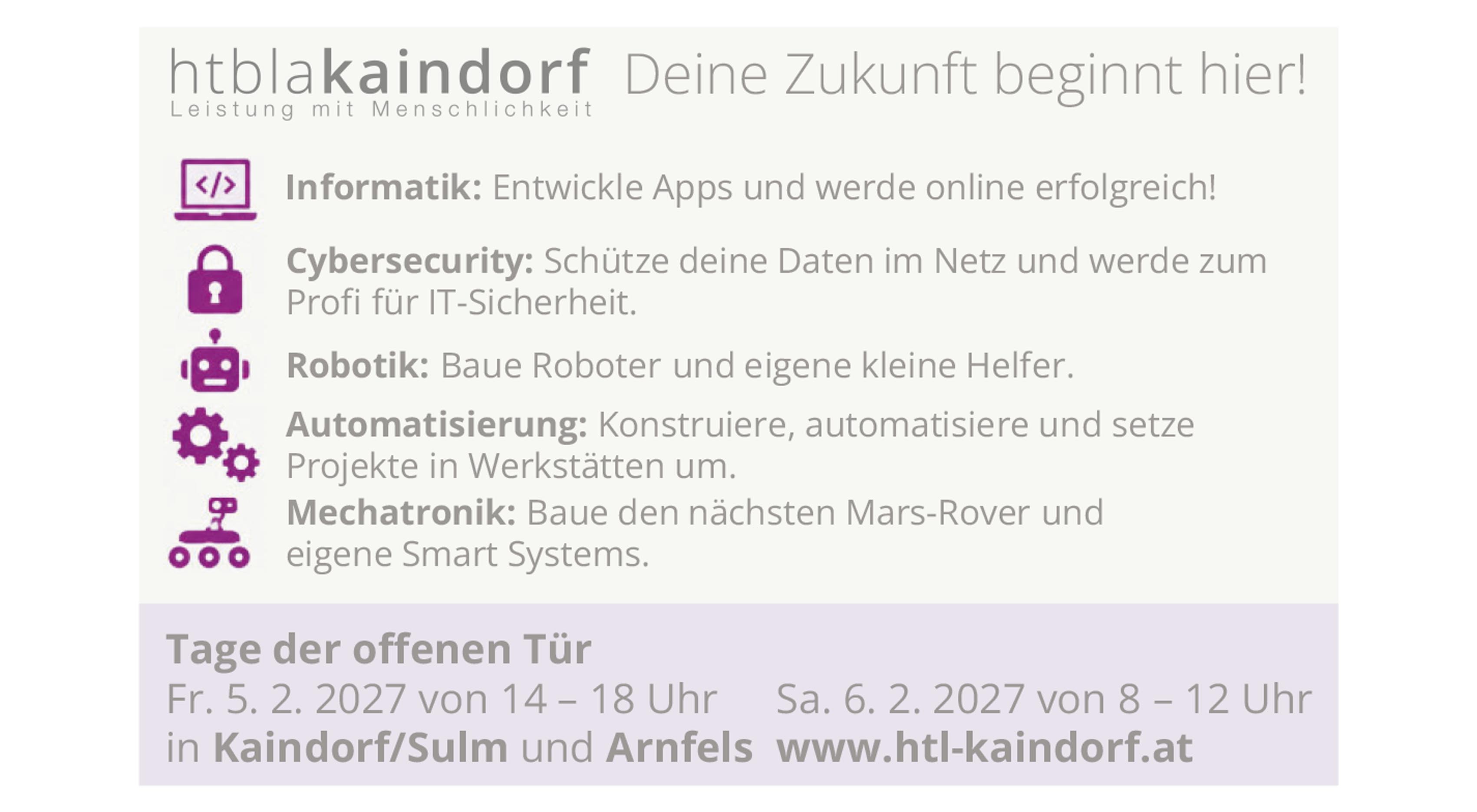 Tag der offenen Tur HTBLA Kaindorf